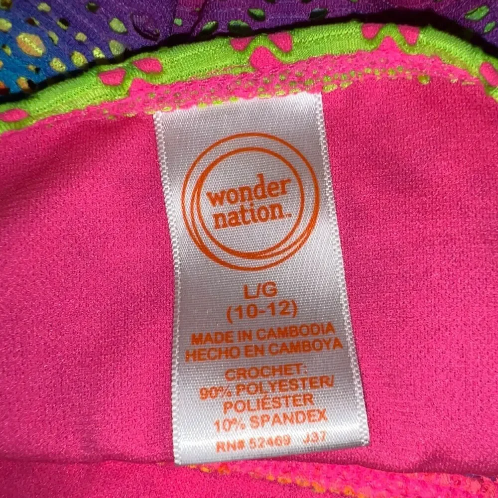 Wonder Nation Girls Swimsuit Two Piece Tankini Tie Dye Crochet Large 10 12
